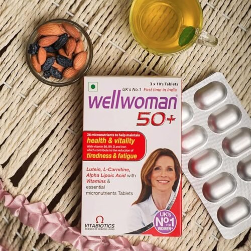 Wellwoman 50+ multivitamins for women over age 50 years with Vitamins, Iron, calcium, amino acids to support menopausal symptoms, maintain energy, Vision & Heart health Vegetarian 30 Tablets