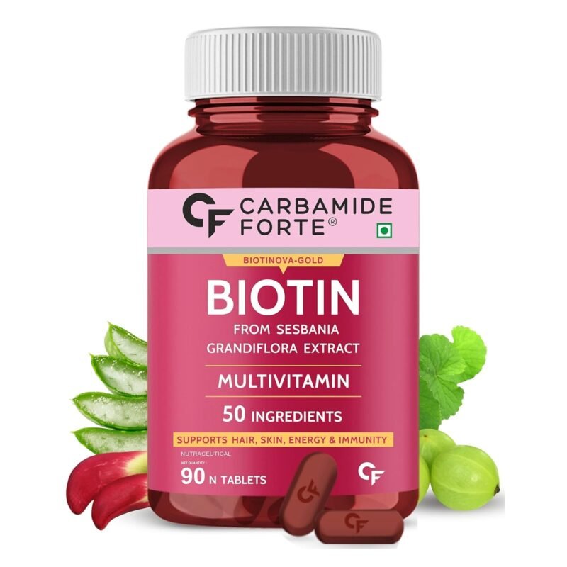 Carbamide Forte Biotin Supplement with 50 Multivitamin Ingredients for Women & Men - 90 Veg Tablets