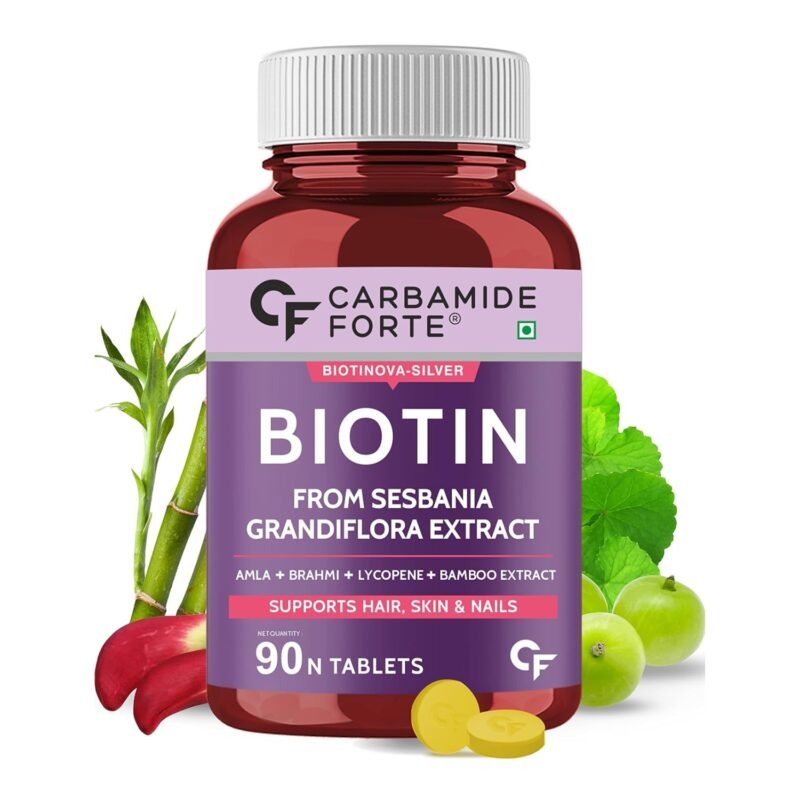 Carbamide Forte Biotin for Hair Growth with Amla, Brahmi & Bamboo Extract - 90 Veg Tablets