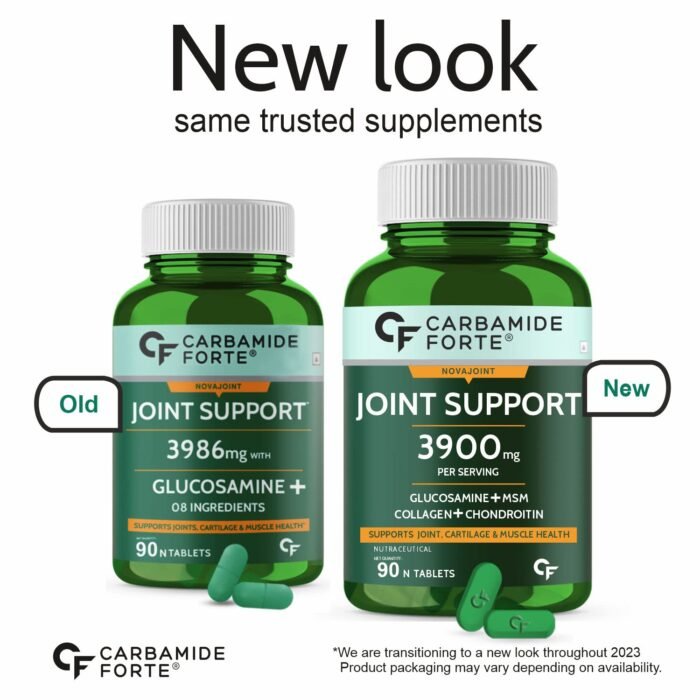 Carbamide Forte Glucosamine & Chondroitin MSM - Joint Support Supplement with Vitamins - 3900mg Per Serving – 90 Tablets