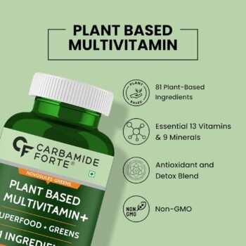 Carbamide Forte Plant Based Multivitamin Tablets (60 Veg Tablets) for Men & Women for Immunity, Energy & Detox with Ingredients1