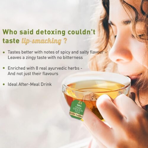 DABUR Vedic Detox Kahwa Green Tea - 25 Teabags Blend Of 8 Real Ayurvedic Herbs & Rock Salt Helps In Detoxification Improves Digestion