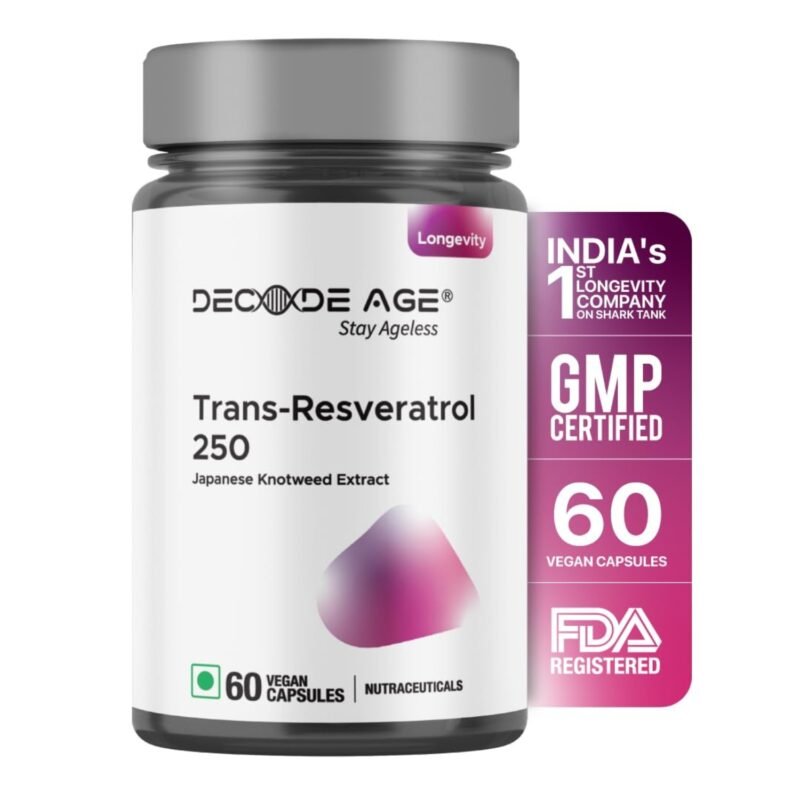 Decode Age 99.5% Pure Trans Resveratrol 250mg SupplementGraceful Ageing Anti-InflammatoryAntioxidant Helps Metabolism & Heart Health-1
