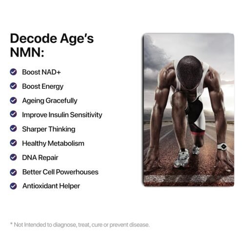 Decode Age NMN 25099.9% Pure World's First Clinically Proven Healthy AgeingCellular RepairBoost NAD+ Energy Levels Skin Health(30 Vegan Capsules)