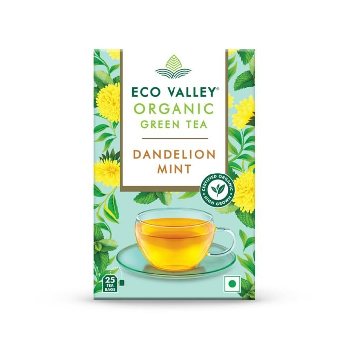 Eco Valley Organic Green Tea - Dandelion Mint - 25 Tea Bags Grown in Nilgiris Zero Calories