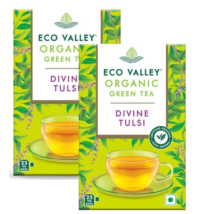 Eco Valley Organic Green Tea - Divine Tulsi Certified Organic Grown In Nilgiris Zero Calories