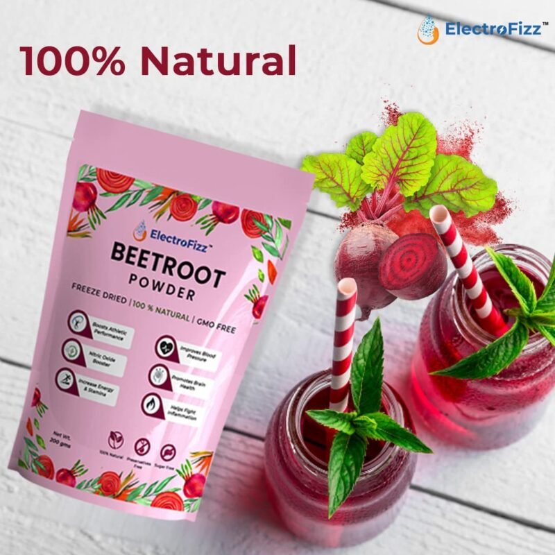 ElectroFizz Freeze Dried Beetroot Powder Nitric Oxide Booster, Superfood for Endurance Building, Vegan, Preservatives Free, Caffeine Free