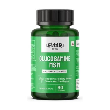 FittR Bites Glucosamine Tablets for Joints Support Supplement with MSM Calcium & Vitamin D3 Cartilage and Bone Health supplement, 60 Tablets