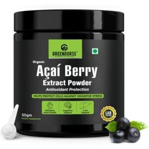 GREENDORSE Acai Berry Extract Powder, 10x Concentrated SUPERFOOD Rich in 19 amino acids, Muscle building Fibres, Antioxidant & Collagen