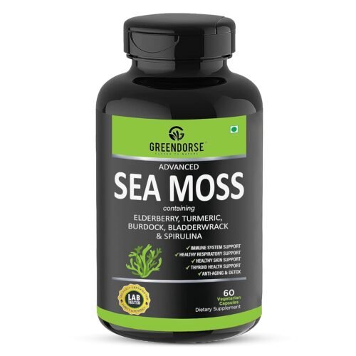 GREENDORSE Irish Sea Moss Vitality Capsules 7 In1 Formula-Gut Cleanse,Immunity,Joint & Thyroid Support-With Spirulina