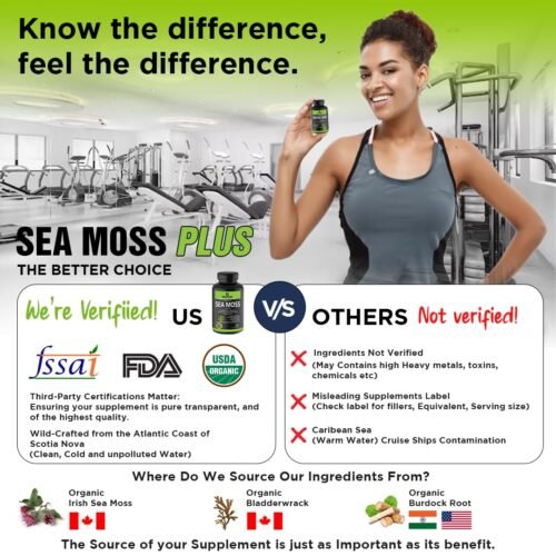 GREENDORSE Irish Sea Moss Vitality Capsules 7 In1 Formula-Gut Cleanse,Immunity,Joint & Thyroid Support-With Spirulina