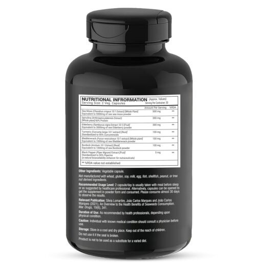 GREENDORSE Irish Sea Moss Vitality Capsules 7 In1 Formula-Gut Cleanse,Immunity,Joint & Thyroid Support-With Spirulina