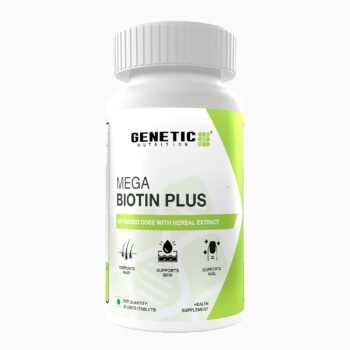 Genetic Nutrition Mega Biotin Plus Biotin Supplement with Zinc, Selenium and Herbal Extracts for Healthy Skin, Hair and Nails 30 Veg Tablets