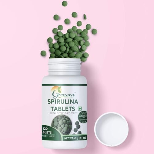 Grenera Spirulina Superfood Tablets 120 nos (1000 mg Per Serving) Pure