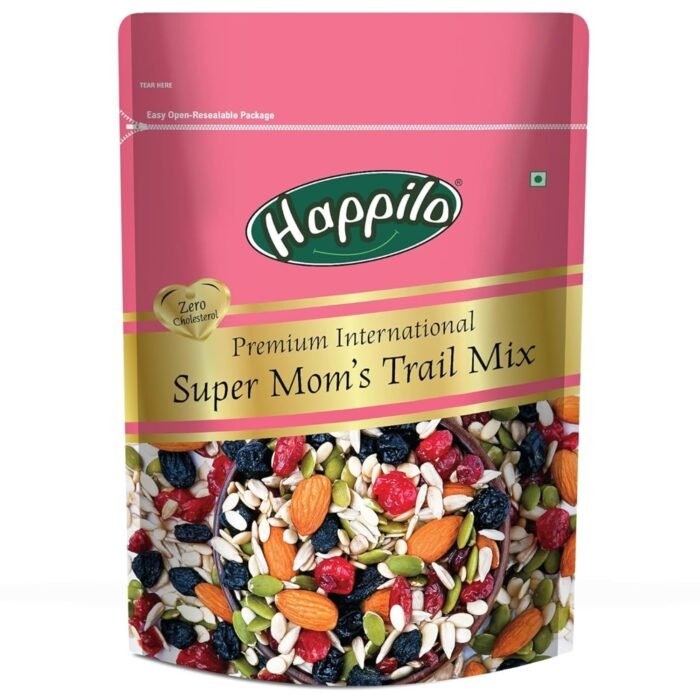 Happilo Premium International Supermom Trail Mix, Roasted Almonds, Pumpkin, Flax & Watermelon Seeds, Dried Cranberries, Blueberries, Afgan Black Raisins