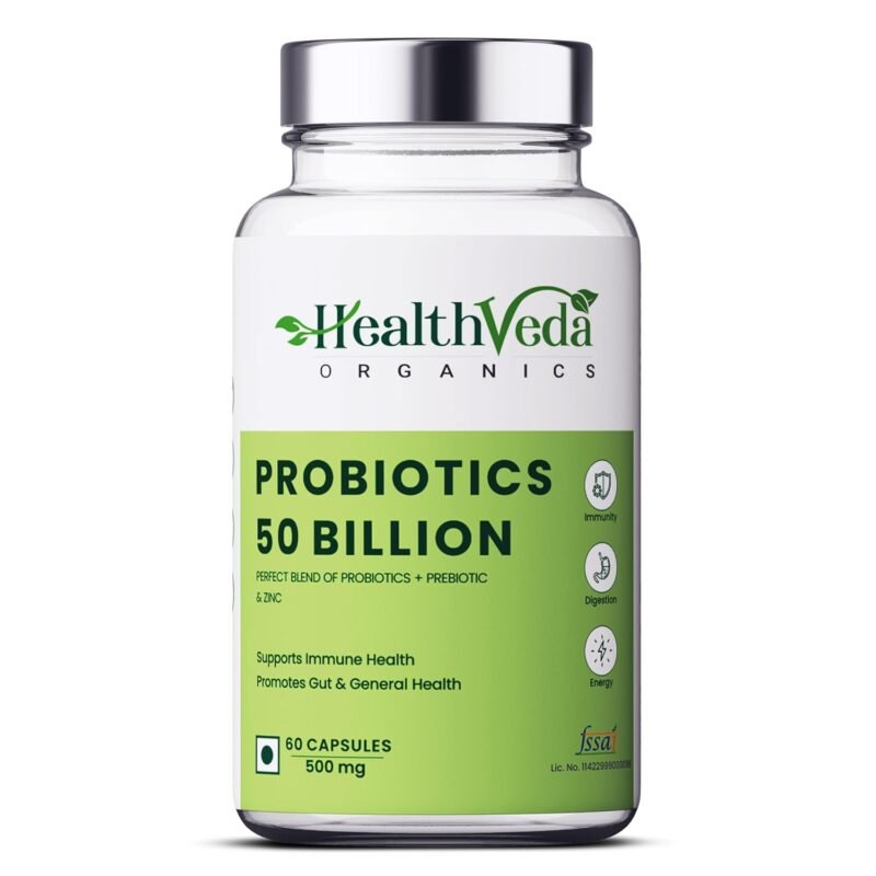 Health Veda Organics Probiotics 50 Billion CFU Multi-Strains with Prebiotic