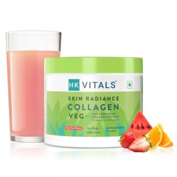 HealthKart HK Vitals Skin Radiance Collagen Powder, 100 g (Mixed Fruit) Vegetarian Collagen Supplements for Women & Men with Biotin, Vitamin C, E, Sodium Hyaluronate, for Healthy Skin, Hair & Nails