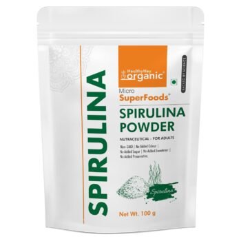 HealthyHey Organic Spirulina Powder Micro Superfoods, Rich in Protein, Vitamins & Minerals - 100 g