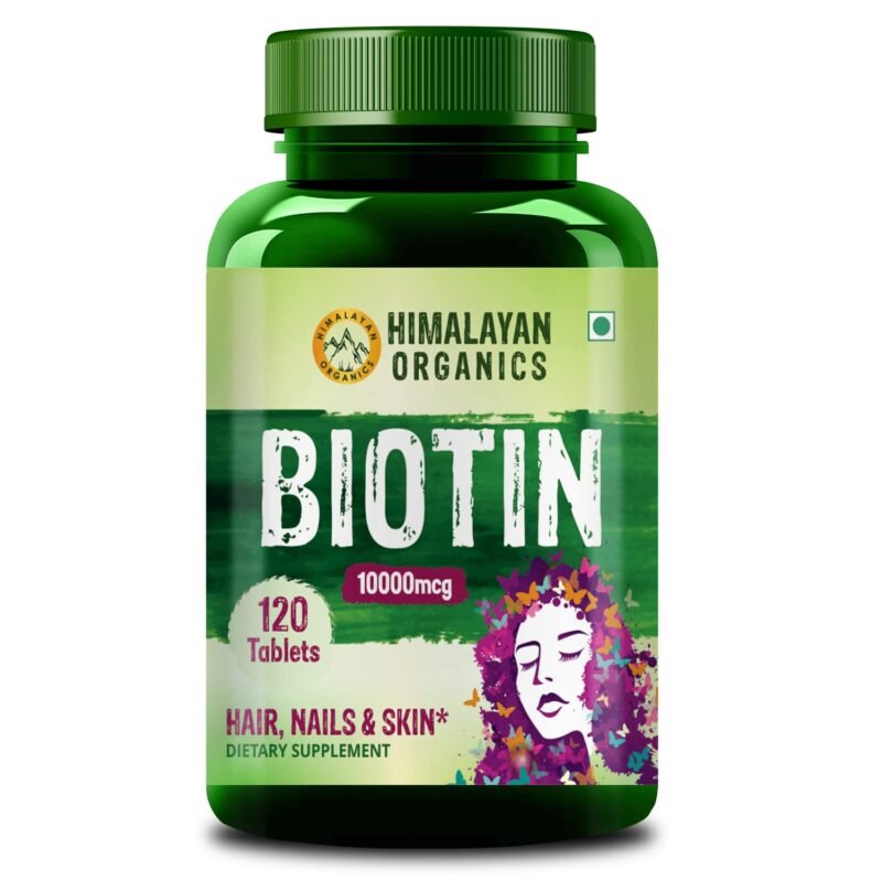 Himalayan Organics Biotin 10000mcg for Hair Growth Tablets - 120