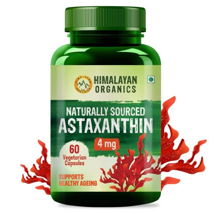 Himalayan Organics Naturally Sourced Astaxanthin 4mg Supports Antioxidant Brain,Eye & Skin Health Improves Muscle Endurance & Recovery