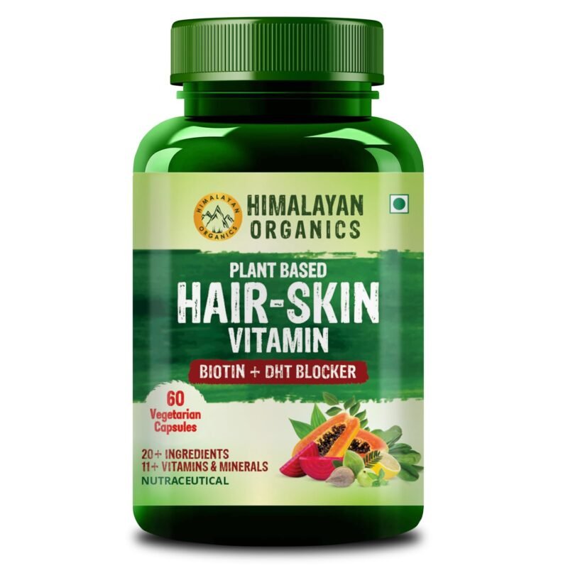 Himalayan Organics Pure Biotin, DHT Blocker , Plant-Based Vitamin B1, B2 , B3, B5, B6, B7 , B9, B12 , Vitamin c ,Vitamin D3