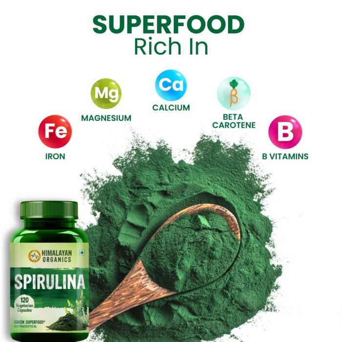 Himalayan Organics Spirulina 2000mg Supplement For Men And Women GreenSuper Food For Weight Management & Immunity Booster Helps In Healthy Heart