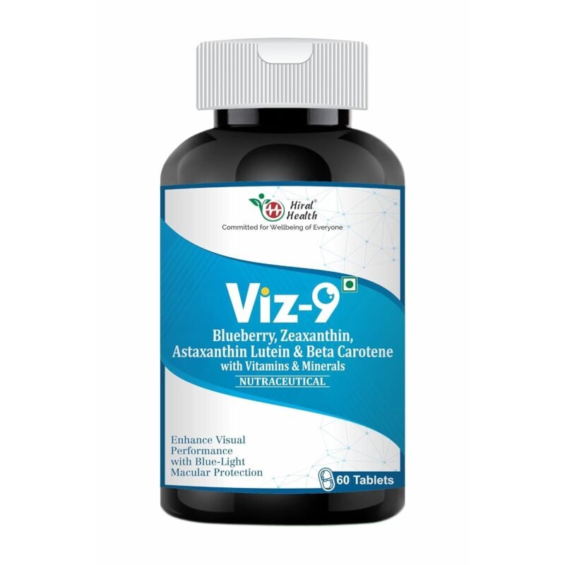Hiral Health's Viz-9 Tablets Advanced Eye Vitamin with Lutein, Zeaxanthin, and Astaxanthin – Improve Vision, Protect from Blue Light and UV Rays
