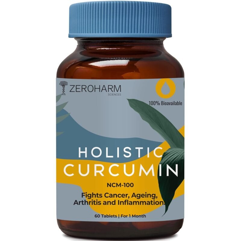 Holistic Curcumin ZEROHARM Supplement- 600mg (60 Veg Tablets) with 95% Curcuminoids - Higher Absorption- Antioxidant & Anti-inflammatory Supplement-8