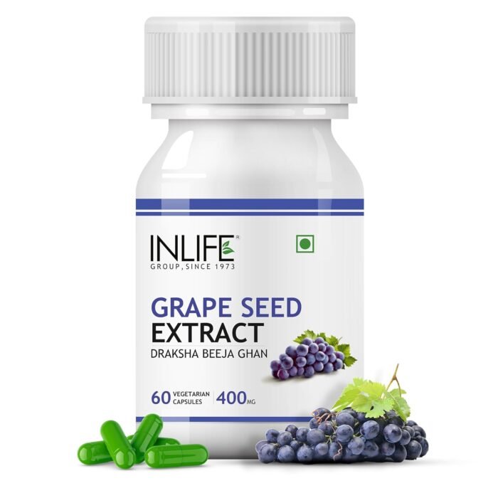 INLIFE Grape Seed Extract (Proanthocyanidins 95%) Antioxidant, 400 mg - 60 Vegetarian Capsules