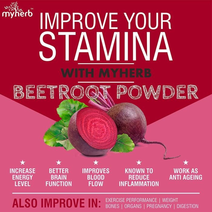 MYHERB 100% Natural Organic Beet Root Powder 227 Gm0.5 Lbs Super Concentrated Circulation Superfood