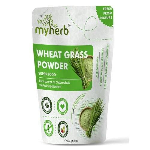 MYHERB 100% Natural Organic Wheat Grass Powder 227 Gm 0.5 Lbs Super Food Energy & Help To Immunity Support For Men & Women