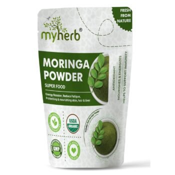 MYHERB Organic Moringa Powder 227 gm Ayurvedic Support For Holistic Wellness Herbal Supplement Rich In Antioxidants Good For Digestion, Energy, Immunity, Weight Loss (227 g (Pack of 1))