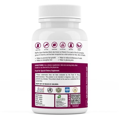 Mypro Sport Nutrition Biotin Beauty Capsules Promotes Healthy Hair Skin & Nails Helps Support Energy Metabolism