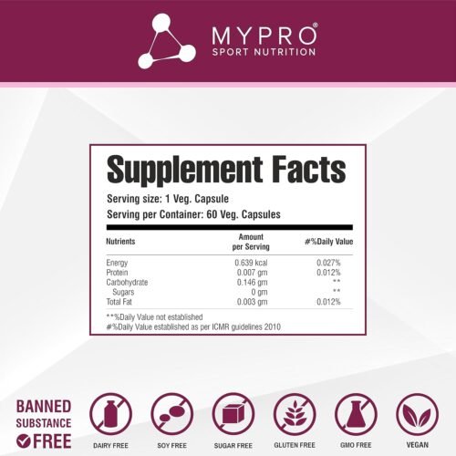 Mypro Sport Nutrition Biotin Beauty Capsules Promotes Healthy Hair Skin & Nails Helps Support Energy Metabolism