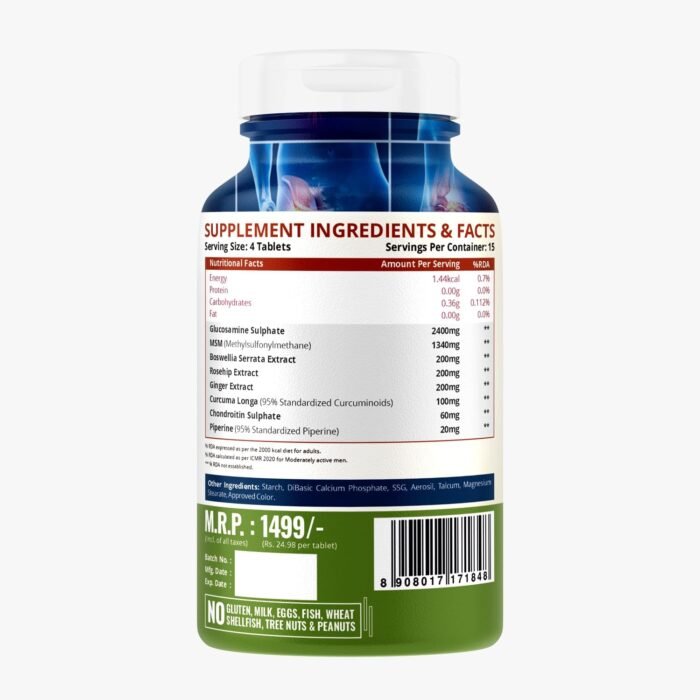 Naturelife Glucosamine Chondroitin MSM with Boswellia Cartilage & Joint Support Supplement