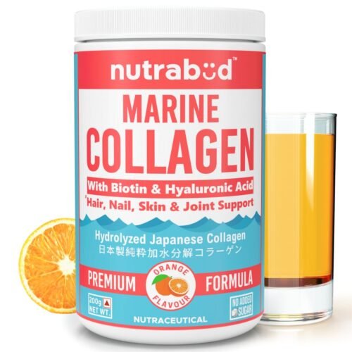 Nutrabud Japanese Marine Collagen Powder Supplement for Women, Men No Added Sugar Supports Skin Radiance, Healthy Hair, Nails & Joints