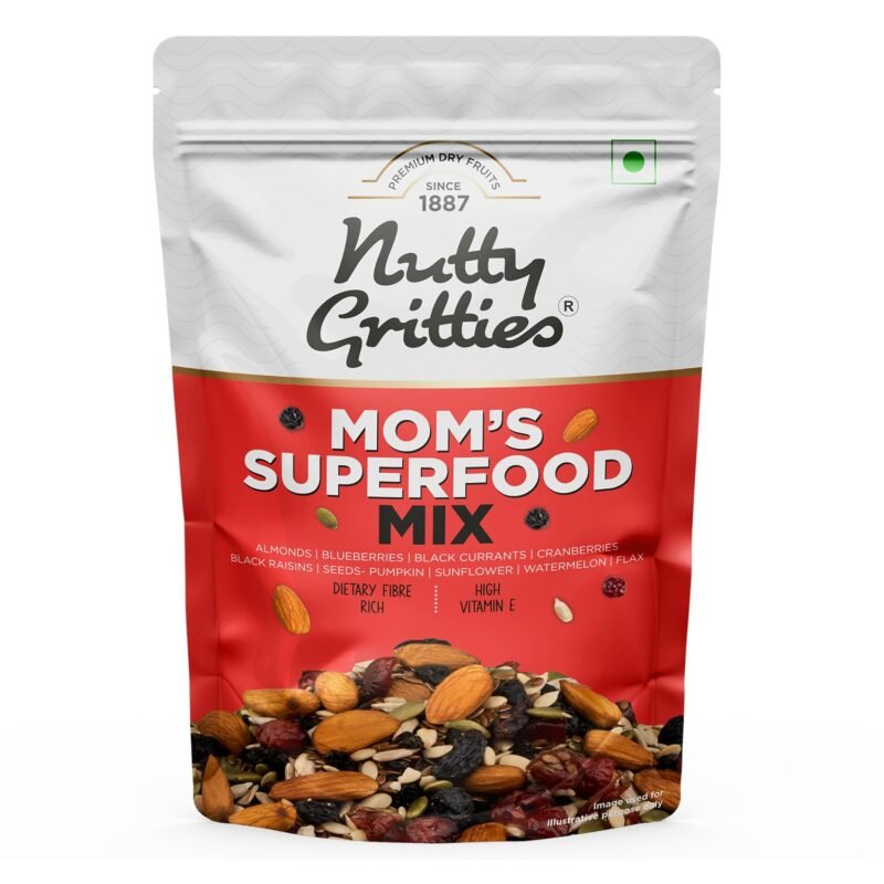 Nutty Gritties Mom's Superfood Healthy Trail Mix 200g - Roasted Almonds Mixed Roasted Seeds Flax, Pumpkin, Sunflower