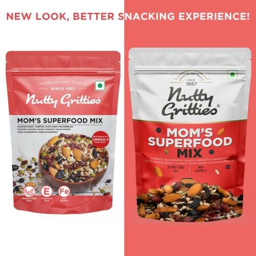 Nutty Gritties Mom's Superfood Healthy Trail Mix 200g - Roasted Almonds Mixed Roasted Seeds Flax, Pumpkin, Sunflower