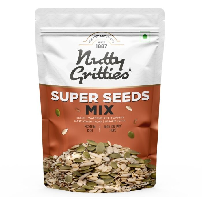 Nutty Gritties Premium Super Seed Trail Mix 200g - 6 Super Seed in 1 Mix Roasted Unsalted Mix Seeds - Flax, Chia, Sesame, Sunflower, Watermelon, Pumpkin Seeds, Mixed Seeds for Eating