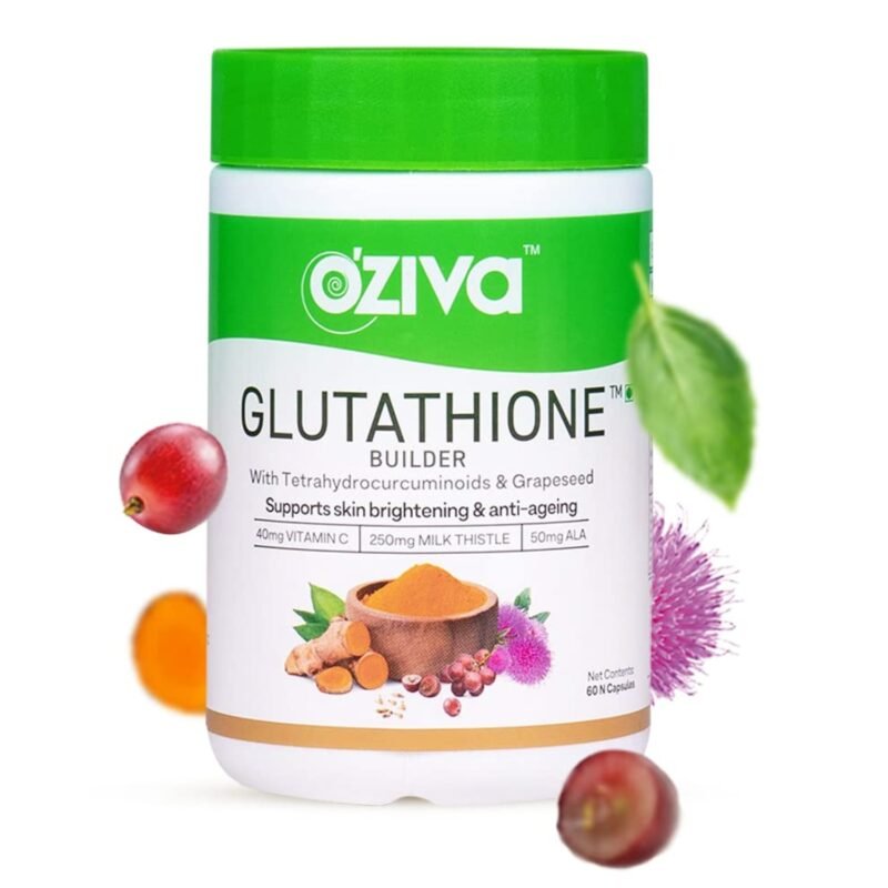 OZiva Plant Based Glutathione Builder Glutathione Tablets for Antioxidant Support, Skin Glow & Anti-Ageing Glutathione Tablets with Grapeseed