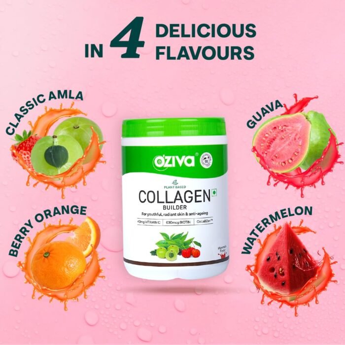 OZiva Vegan Collagen (Guava Glow) with Biotin & Vitamin C For Brighter & Youthful Skin Collagen Supplement For Women & Men