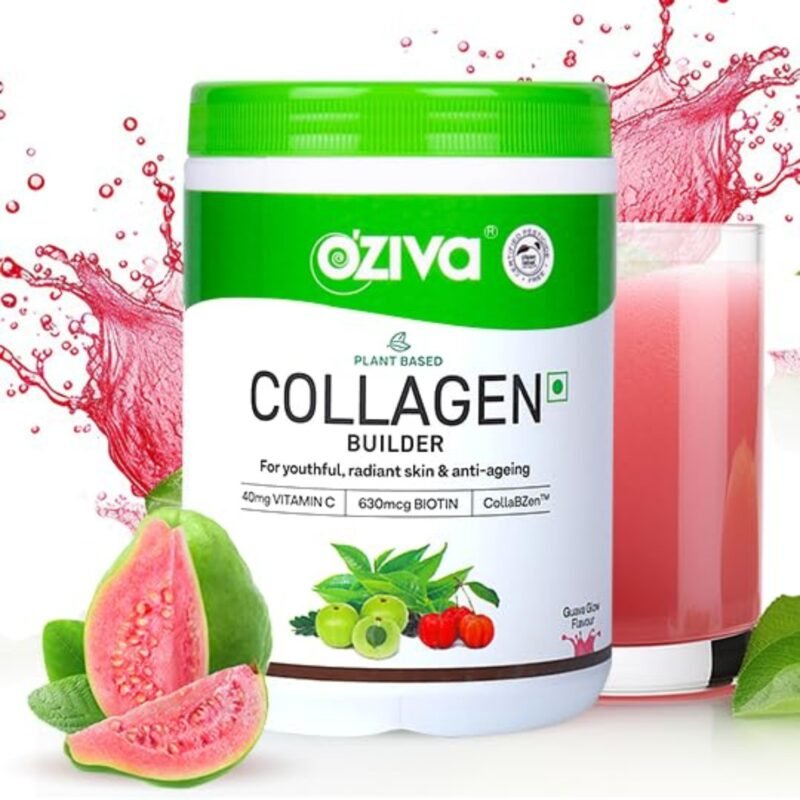 OZiva Vegan Collagen (Guava Glow) with Biotin & Vitamin C For Brighter & Youthful Skin Collagen Supplement For Women & Men