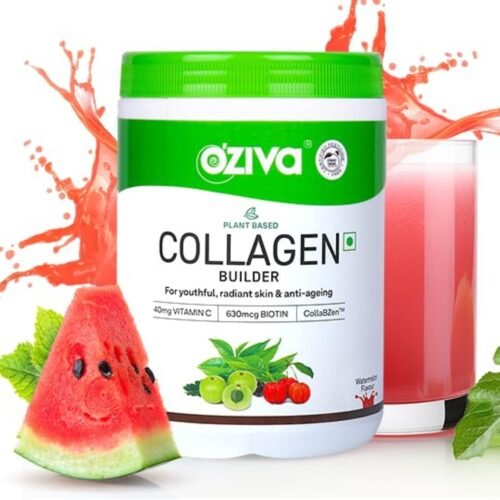 OZiva Vegan Collagen (Watermelon) with Biotin & Vitamin C For Brighter & Youthful Skin Collagen Supplement For Women & Men