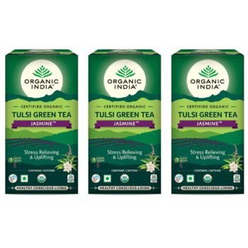 Organic India Tulsi Green Tea, Jasmine, 25 Tea Bags ( Pack of 3 )