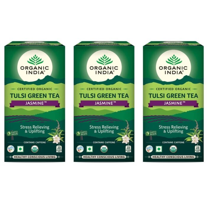 Organic India Tulsi Green Tea, Jasmine, 25 Tea Bags ( Pack of 3 )