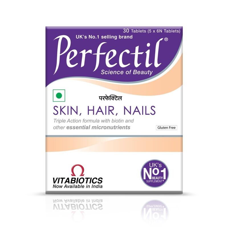 Perfectil 30 Tablets, Triple Action Formula Enriched With Biotin, Grape Seed Extract, For Healthy Skin, Hair, And Nails Gluten Free Vegetarian