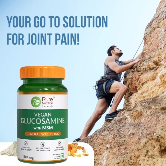 Pure Nutrition Vegan Glucosamine MSM with Boswellia Cartilage & Joint Support Supplement Relieves Pain & Stiffness