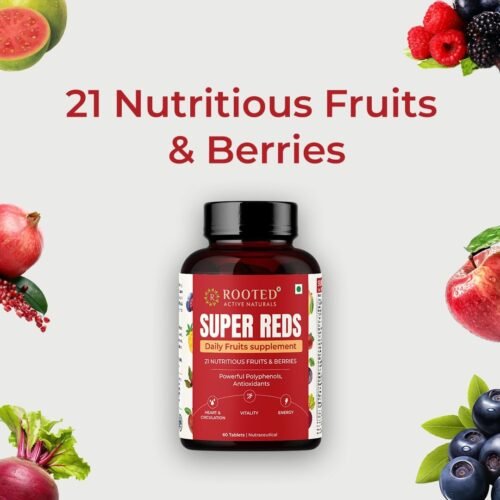 Rooted Actives Super Reds Fruits supplement, 21 nutritious fruits, berries