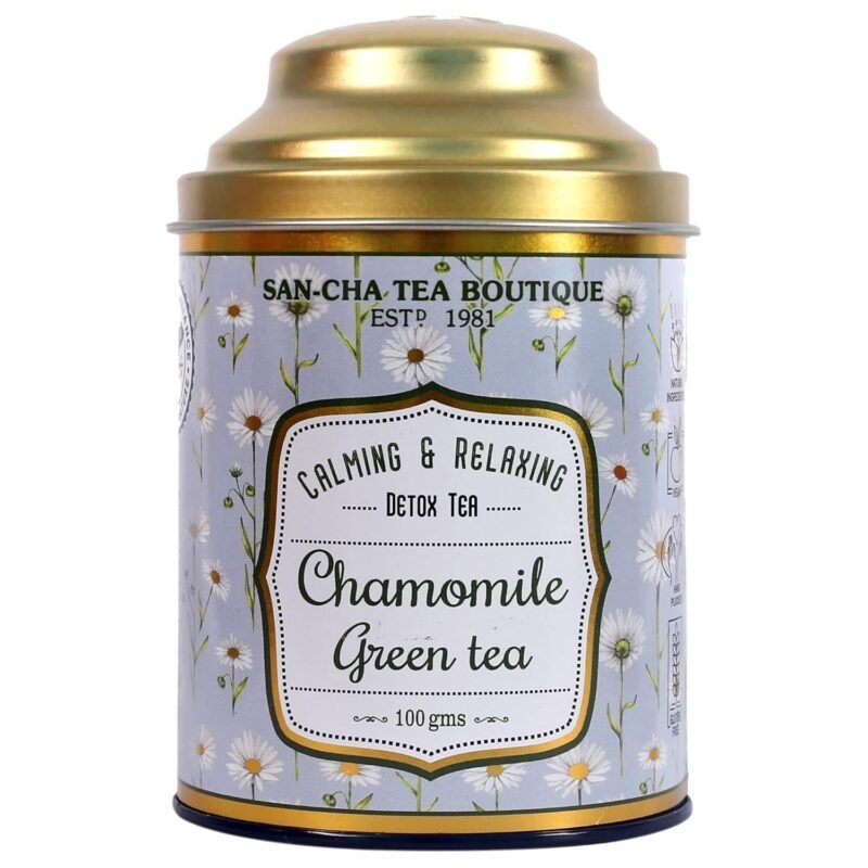 SAN-CHA Tea Boutique,Chamomile Green Tea,Night-Time Tea,Bed Time Tea,Stress Relieving & Calming (100X3 Cups)