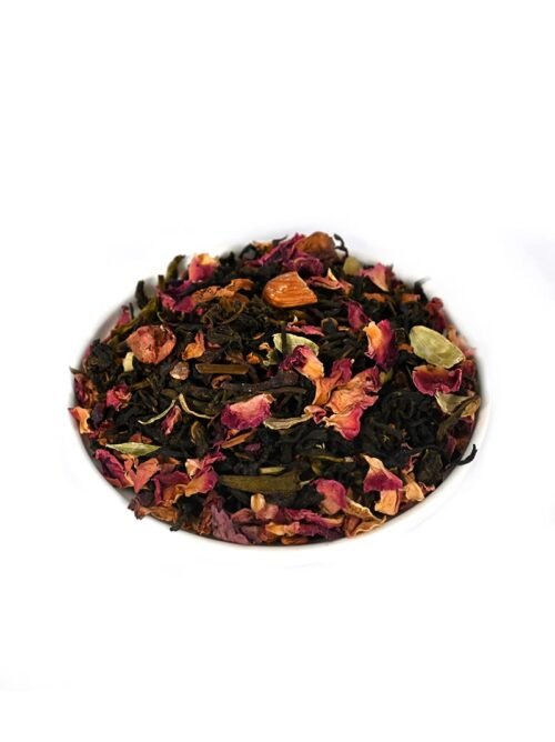 Saffron Cup Kashmiri Kahwa Green Tea Sweet Kahwa Herbal Tea 100 gm granules Blended with Saffron, Cinnamon, Almonds & Rose Petals